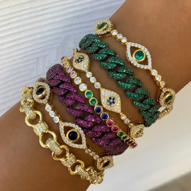 BOHO Bohemia lucky Турецкий Дурной глаз ювелирные изделия милый прекрасный глаз Шарм 3 глаза теннисная цепь регулируемый браслет Мода
