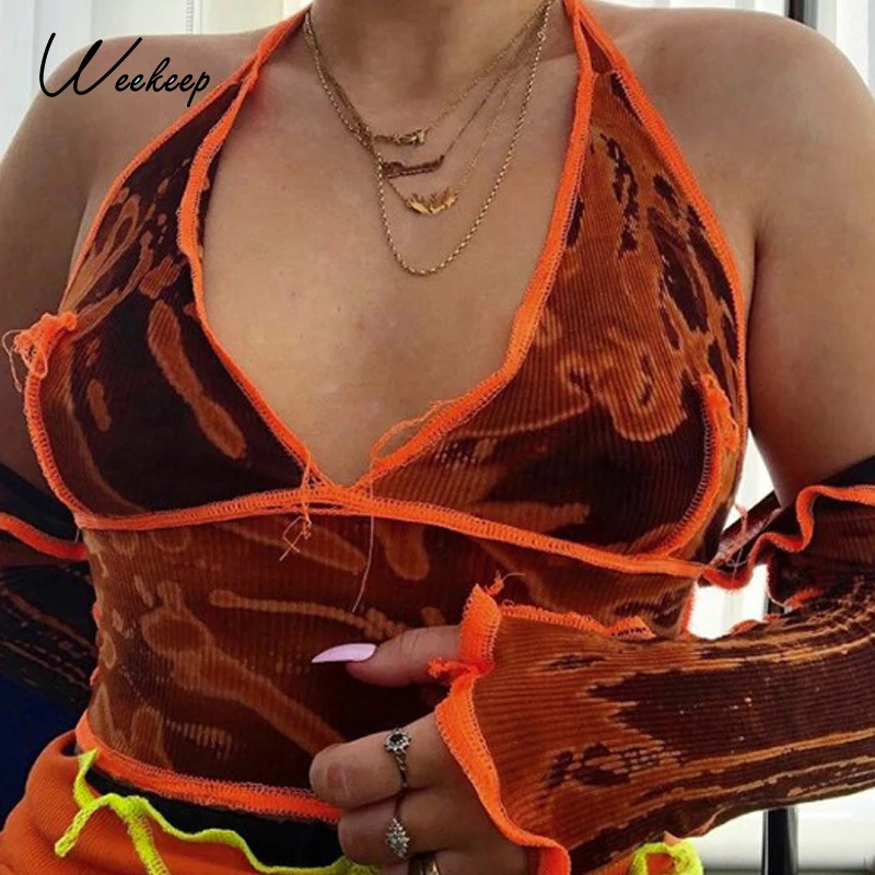 Weekeep винтажный съемный с рукавом Холтер жилет для женщин сексуальные оборки