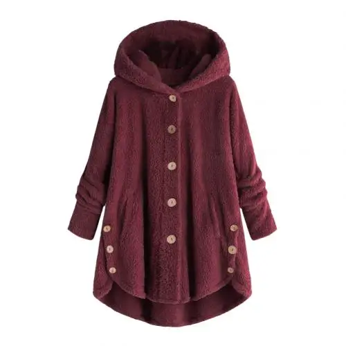 Wine Red Элегантное пальто из искусственного меха Женская осенне-зимняя теплая мягкая меховая куртка Женская длинная плюшевая пальто с карманами Повседневная плюшевая верхняя одежда шуба - Цвет: Wine Red