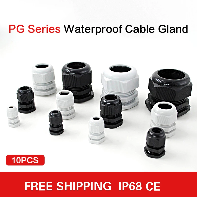 Cable Gland Electrical Connector M12/14/16/18/20/22 PG7/9/11/13.5/16/19 Waterproof Cable Gland Nylon Plastic Connector