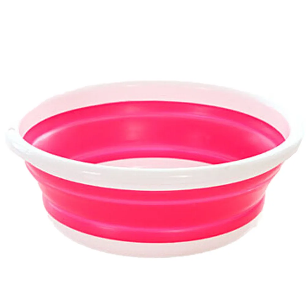 Hot Pink Пластиковое складное ведро бассейна дома автомобиля для поездок, портативный складной инструмент для мытья кемпинга пикника лица бассейна овощей контейнер для фруктов - Цвет: Hot Pink