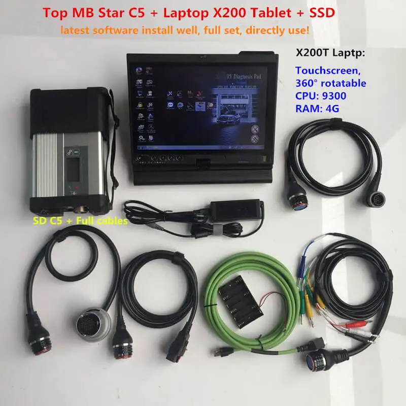 MB Star C5 SD подключения C5 диагностический инструмент с программным обеспечением версии,12 в DTS Monaco X DSA Vediamo WIS в ноутбуке X200T сенсорный экран