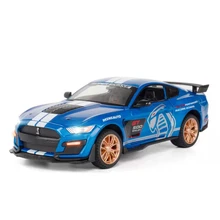 

1:24 Ford Mustang GT500 Alloy Coupe Force Control Model Sound And Iight Decoration Gift Steering Wheel Linkage Toy