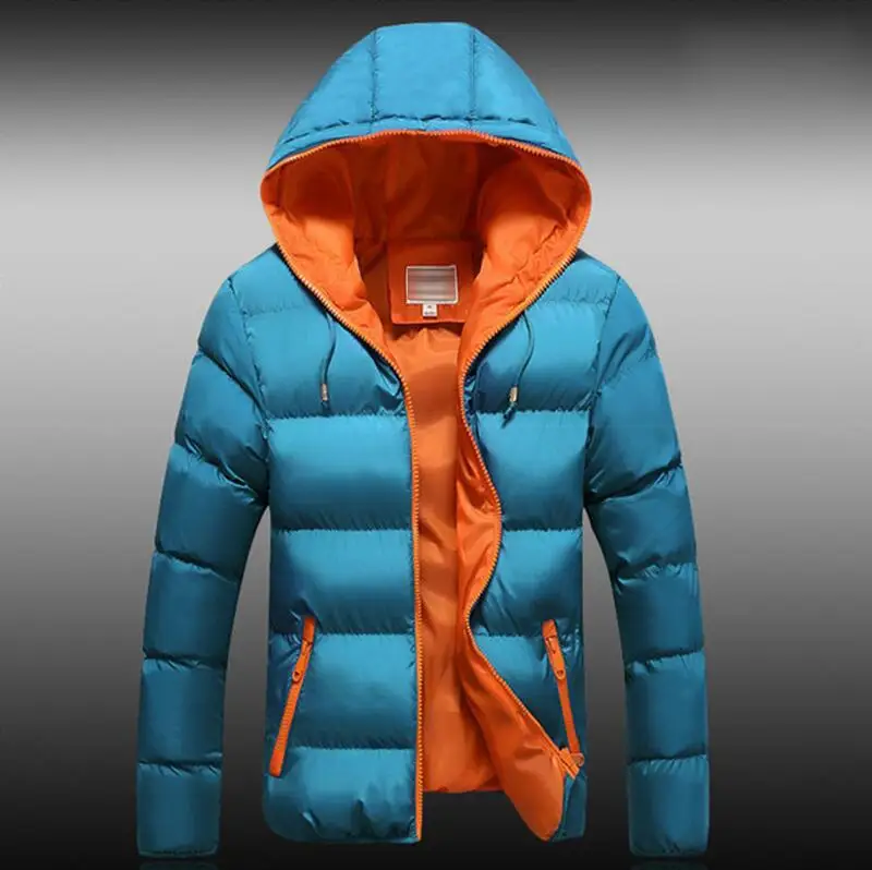 5XL Мужская Зимняя Повседневная Новая Толстая стеганая куртка с капюшоном на молнии, тонкие мужские и женские пальто, Мужская парка, теплая верхняя одежда - Цвет: Moon blue