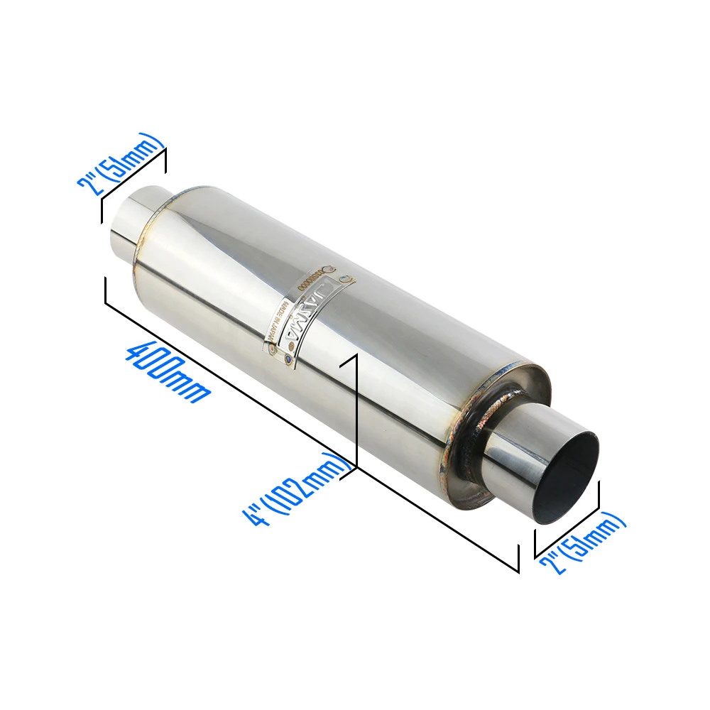 JZZ Универсальный вытяжной резонатор из нержавеющей стали 201 мощный глушитель с низким потоком