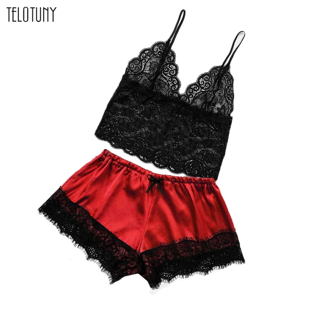 TELOTUNY женское сексуальное нижнее белье кружевной комплект Babydoll Женская атласная