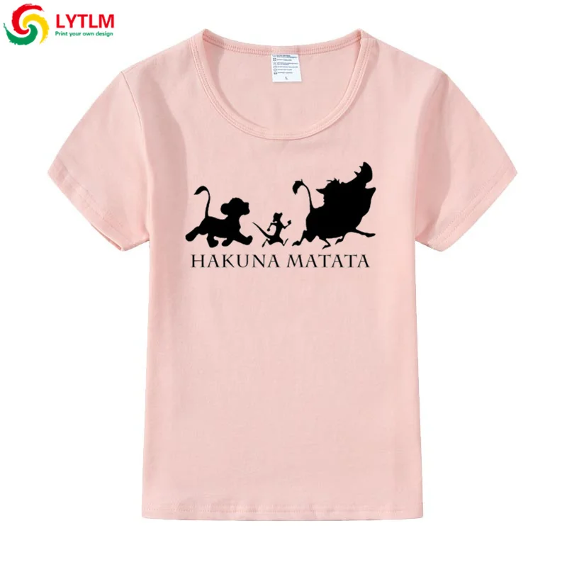 LYTLM Hakuna Matata/рубашка футболка с изображением короля льва Симбы топы для мальчиков с принтом животных, футболка Enfant Fille Koszulka, детские футболки для мальчиков - Цвет: DX LYCRA Pink