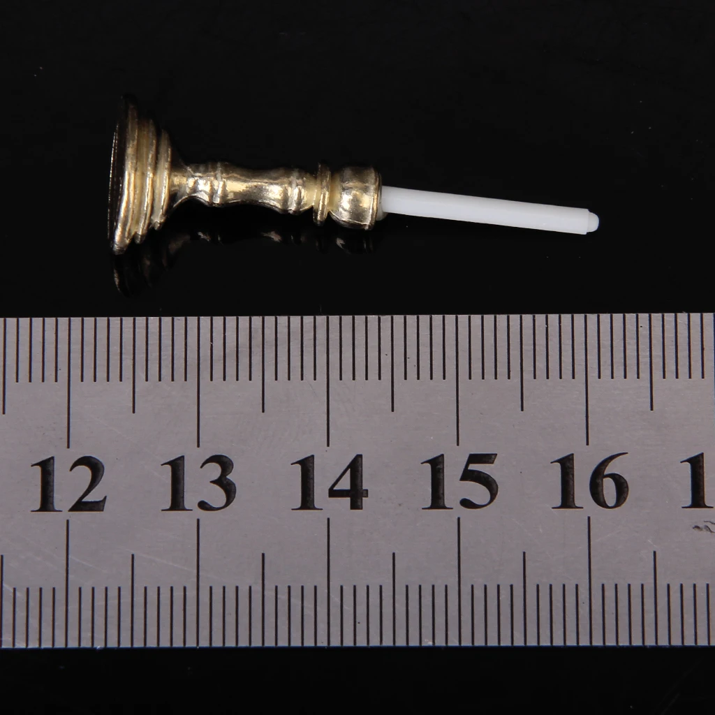 Dollhouse Miniature Brass Metal Candlesticks White Candles Vintage 3.5cm
