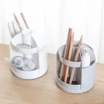 

Home Cylinder Shape School Stationery Multi Grid Pencil 360 Degree Rotated Portable Office Desk Pen Holder Multifunction Storage