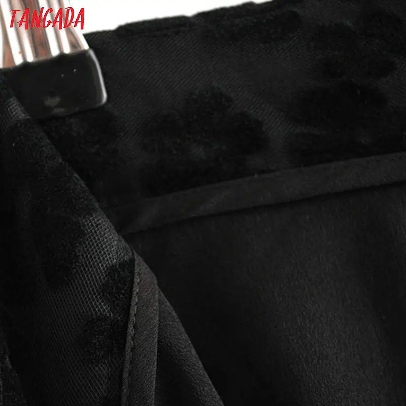 Tangada women lace mesh long skirts zipper ladies new arrival retro black embroidery maxi skirts 6A160