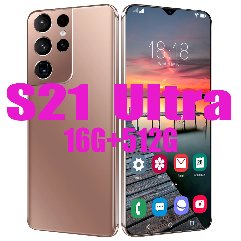Samsun S21Ultra Smartphones Global Version 6800mAh Qualcomm 888 Android 11 Deca Core 6.7