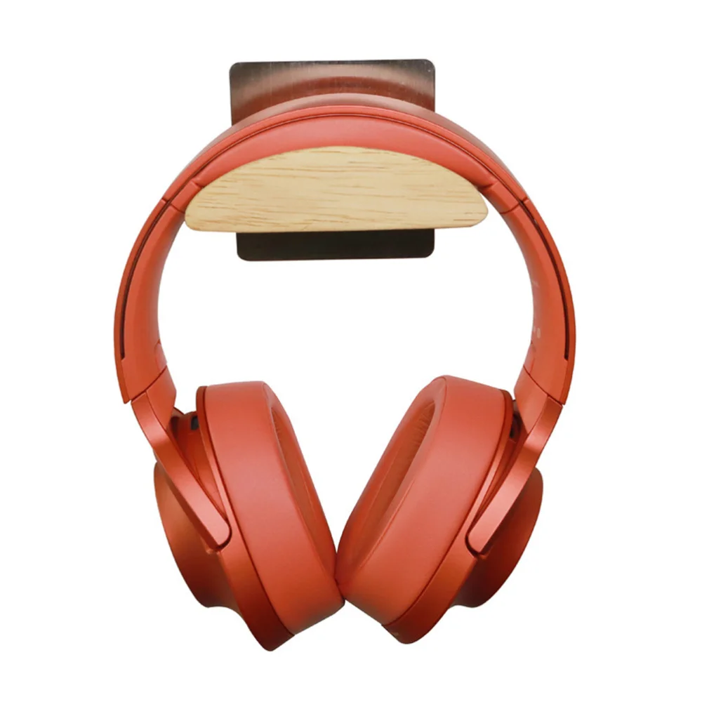 Stainless Steel and Solid Wooden Headphone Holder Headset Stand Metal Wall Mounted Earphone Hanger Storage Rack Display