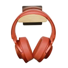 Stainless Steel and Solid Wooden Headphone Holder Headset Stand Metal Wall Mounted Earphone Hanger Storage Rack Display