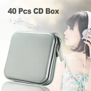 

40 Disc Box Water Resistant Bag Portable CD DVD Organizer Wallet Case Plastic Portable CD Sleeve Hard Bag Album Box with Zipper