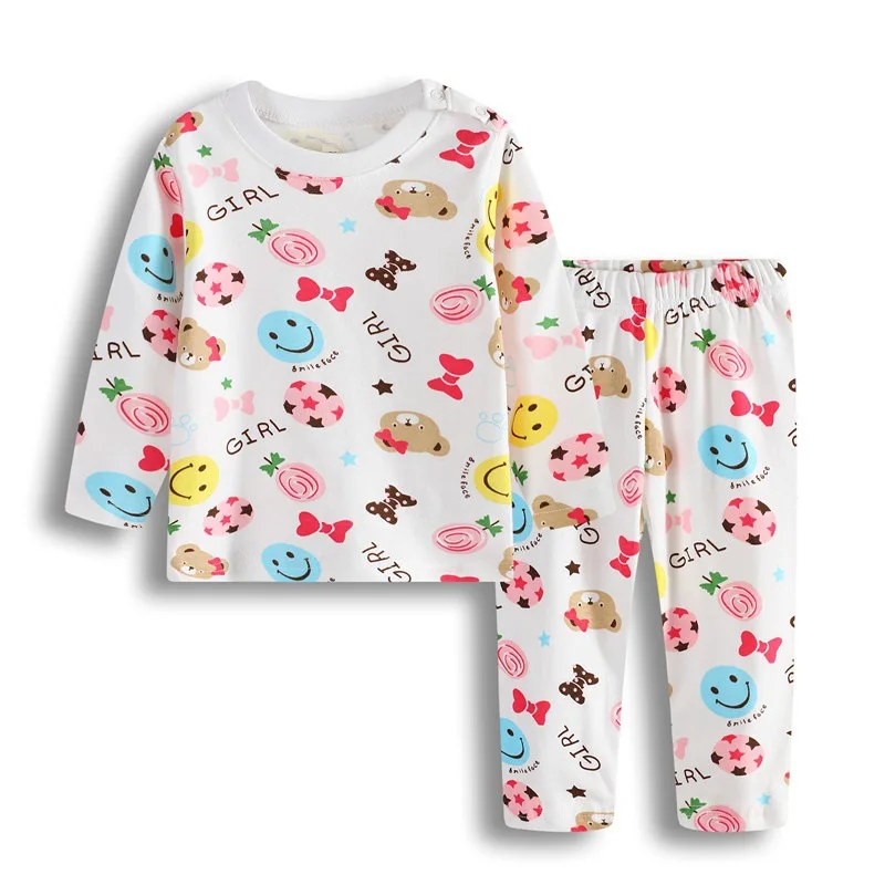 Пижамные костюмы для маленьких девочек; одежда для сна для новорожденных; мягкая хлопковая одежда для сна с героями мультфильмов для младенцев; пижамы для малышей; одежда с длинными рукавами - Цвет: 10