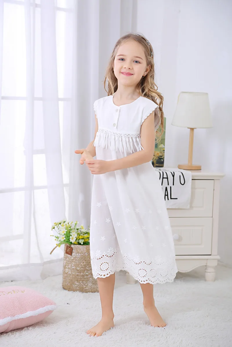 christmas pajama sets Girls Summer Sleeveless Cotton Nightdress Embroidered Children's Dress European  American Princess Nightdress Pajamas Outer Wear nightgowns elegant