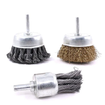 

3 PCS 3 Inch Knotted and Plated Crimped and 1-Inch Knot Wire End Brush, Cup Wire Wheels Brush Set Perfect for Removal of Rust