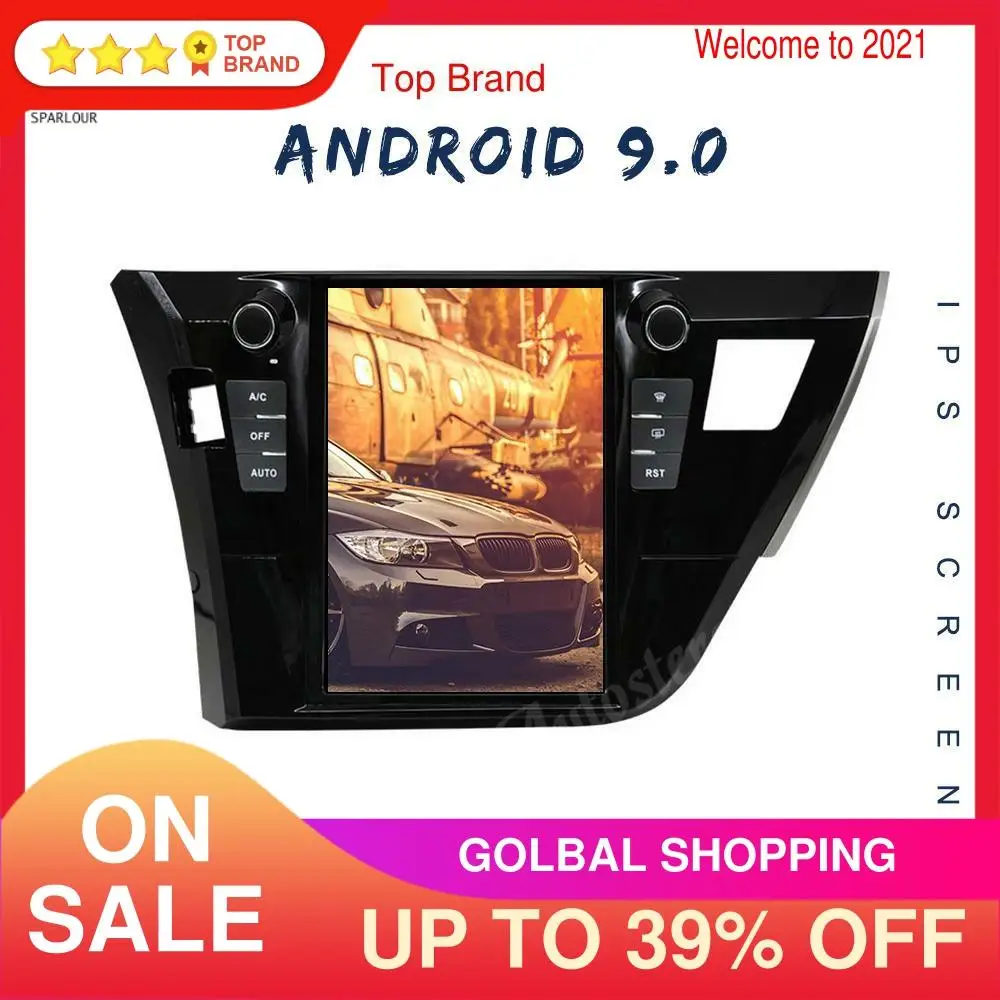 Головное устройство в стиле Tesla Android 9 PX6 автомобильный GPS-навигатор для Toyota Corolla 2014