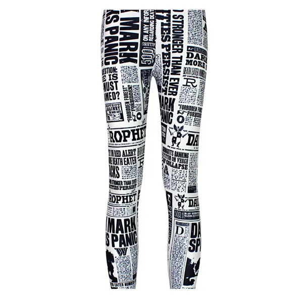 

Western Style Black And White Magazine Style Digital Craft Leggings Fashion Classic Model with English Letters Yoga Pants