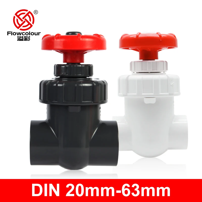 Flowcolour 20/25/32/40mm Hi-quality UPVC Gate Valve Precision Flow Control PVC Sluice Valve Garden Irrigation Aquarium PVC Valve