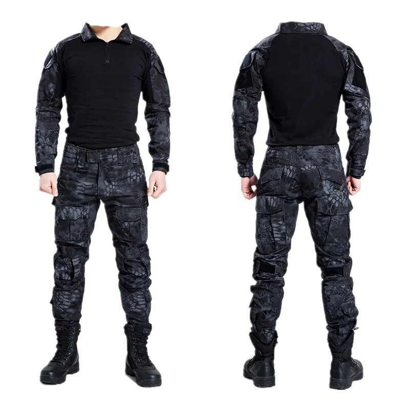 

Tactical Military Bdu Uniform Clothing Army Tactical Shirt Jacket Pants With Knee Pads Camouflage Hunting Clothes Kryptek Black