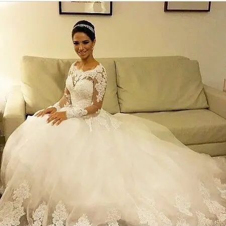 O Hals Lange Mouwen Bruidsjurk Met Robe De Mariee Tulle Kant Applicaties Vestido De Novia 2018 Moeder Van De bruid Jurken O Hals Lange Mouwen Bruidsjurk Met Robe De Mariee Tulle Kant Applicaties Vestido De Novia 2018 Moeder Van De bruid Jurken
