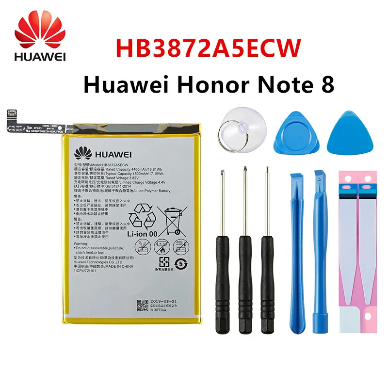 Hua Wei 100% Orginal HB3872A5ECW 4500mAh Battery For Huawei Honor Note 8 Note8 EDI-DL00 EDI-AL10 Replacement Batteries +Tools cell phone batteries