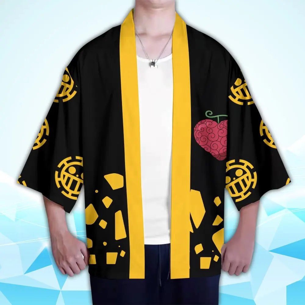 New Anime ONE PIECE Trafalgar D Water Law Cosplay Costumes Kimono Trafalgar Law Haori Devil Fruit Jacket Cardigan Cloak Bathrobe