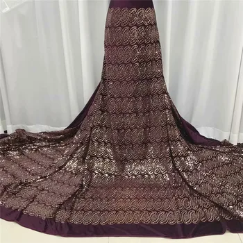 

2020 velvet lace fabric high quality african french lace fabric with sequins african french lace for sewing j83-22
