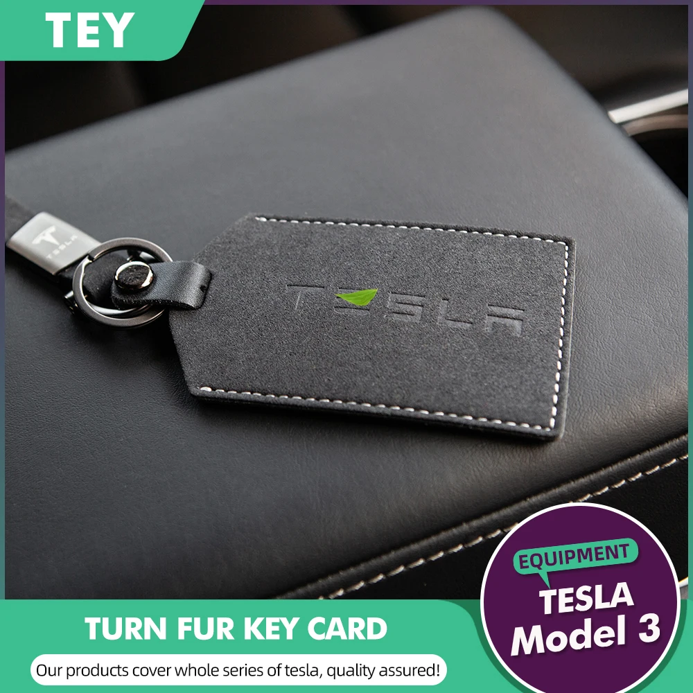 Suede Key Card Holder Protector Cover Chain For Tesla Model 3 2021 Accessories Case Ring Bag Clip Three | Автомобили и мотоциклы