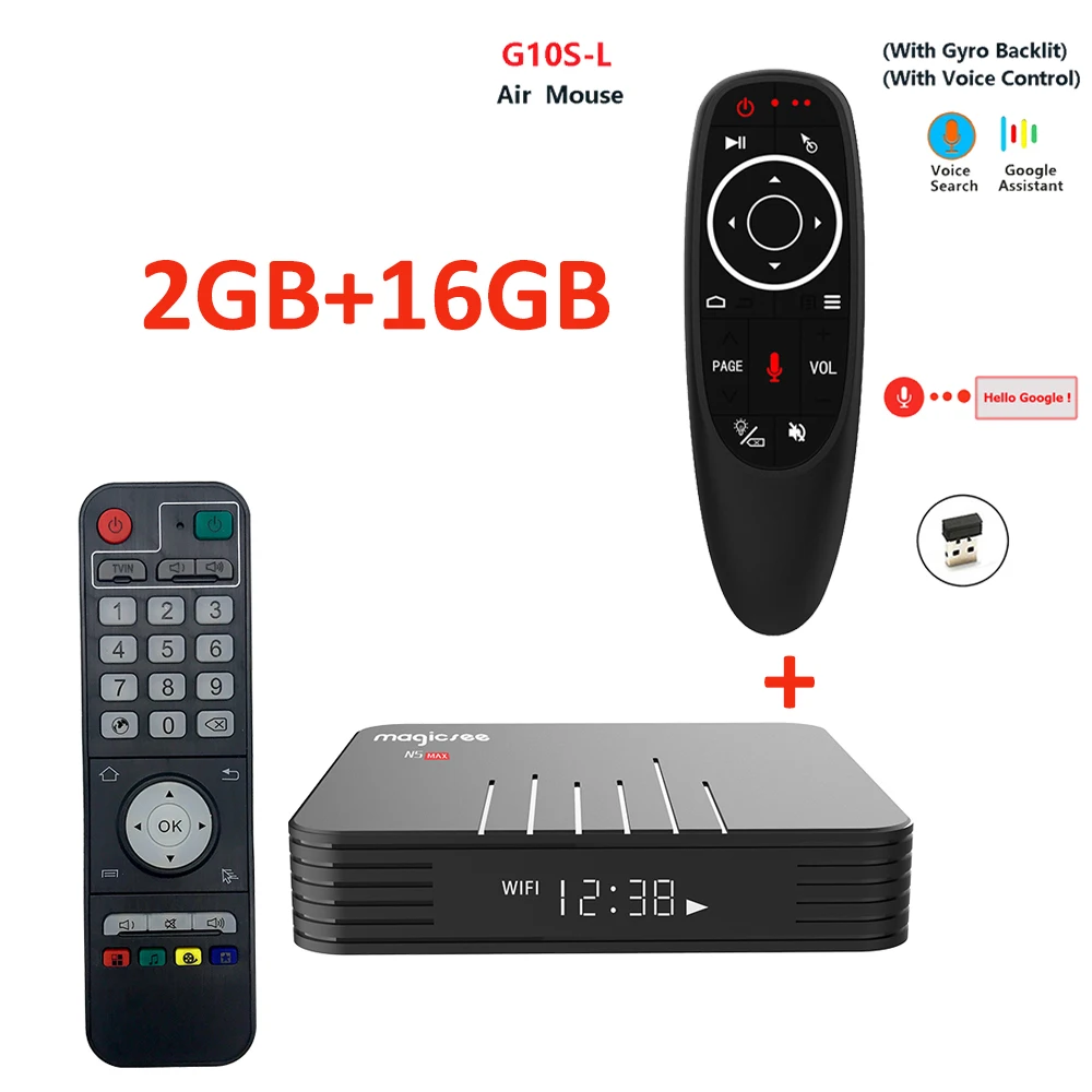2GB 16GB add G10S-L Magicsee N5 MAX Amlogic S905X3 четырехъядерный процессор ARM Cortex-A55 Android 9,0 4 ГБ 32 ГБ/64 Гб BT 4,0 100 м телеприставка 4 к H.265 медиаплеер - Цвет: 2GB 16GB add G10S-L