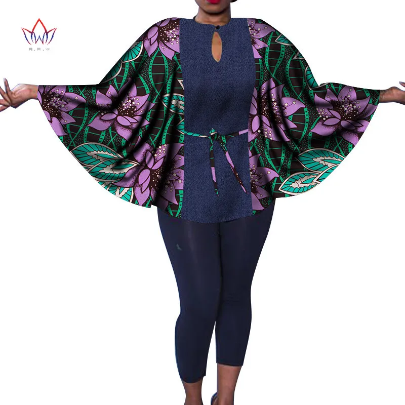 Africa Women Bazin Riche Dashiki Shawl Top African Print Tops Shirt Plus Size M-6XL Clothes Accessory SP035 | Тематическая одежда