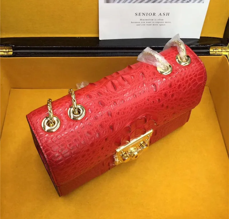 Petit sac exotique en crocodile | Sac à rabat en véritable alligator | Épaule chaîne