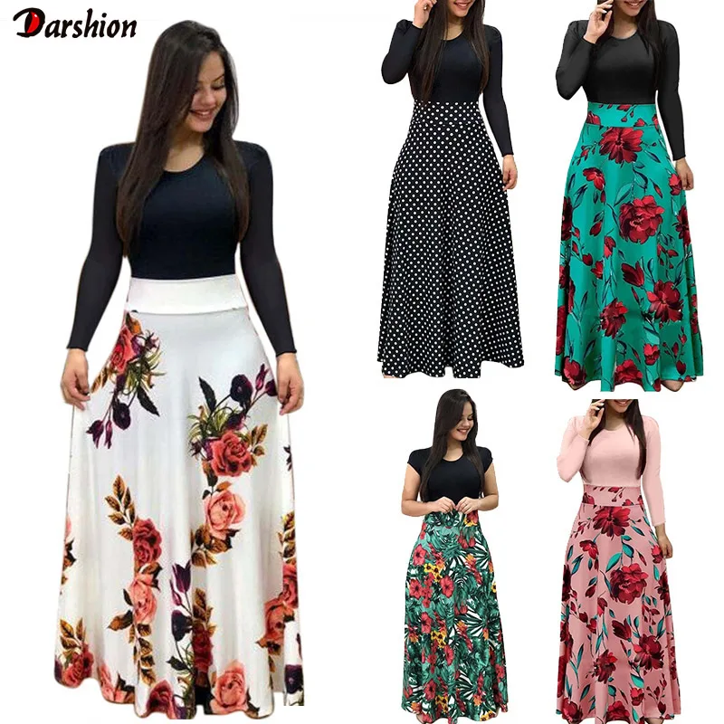 

Darshion Boho Casual Women Dress Short Sleeve Floral Printed Party Dress Women Elegant O Neck Ladies Maxi Dress Sundress S-XXXL