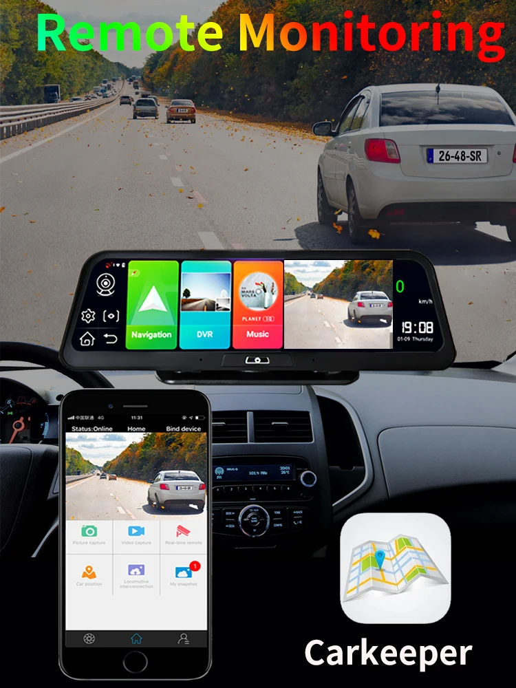 Bluavido на Android с поддержкой 4G DVR 10 дюймов Экран Автомобильный видео Камера GPS