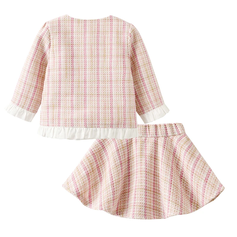 Комплект из 2 предметов для маленьких девочек, клетчатая юбка, куртка и юбка осень Бутик Одежда для девочек 1, 2, 3, 4 лет