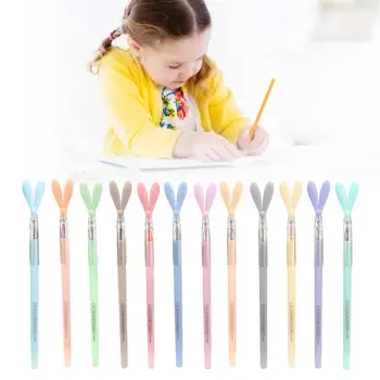 

12Pcs Color Gel Pen set Bunny Ear Shape Coloring Painting School Office Writing Stationery Students Gift Art Supply Gel Pens
