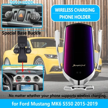 

Car Phone Holder for Ford Mustang S550 GT 2015 2016 2017 2018 2019 MK6 Wireless Charging 10W for iPhone Samsung Accessories