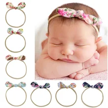

Newborn Bow knot Headband Baby girl Nylon Hairband with Printed Fabric Knot Infant Headwrap Kids Children Turban Bebes Hair bows