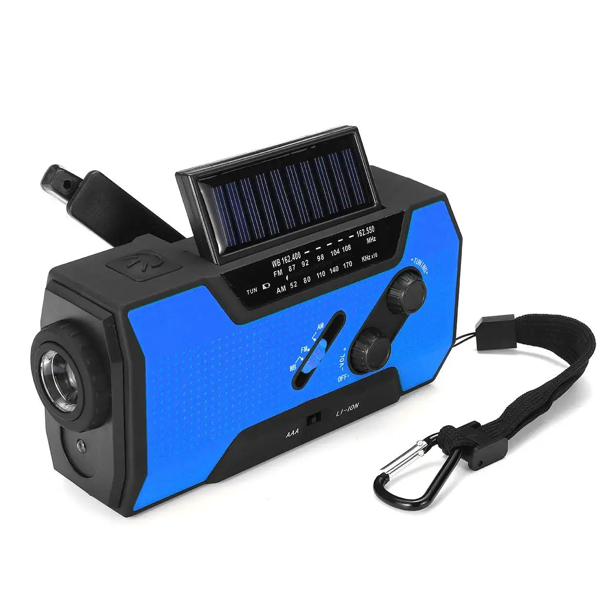 Blue KINCO WB Солнечный цифровой кривошипный аварийный AM/FM NOAA погода портативный радио фонарик солнечная панель фонарик перезаряжаемая мощность - Цвет: Blue