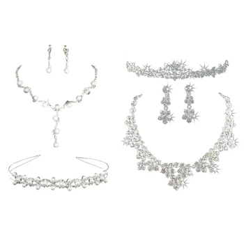 

2 set Necklace Earring Headband Tiara Jewelry Bridal Wedding - Crystal Rhinestone Artificial Pearl & Alloy + Rhinestone