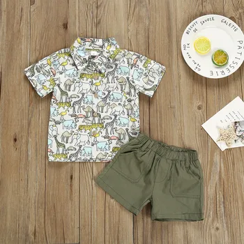 

New Outfits Toddler Boy Clothing Summer Print Set Children Clothing Short Sleeve Shirt Suit for Baby Boys Suit For Kids Clothes