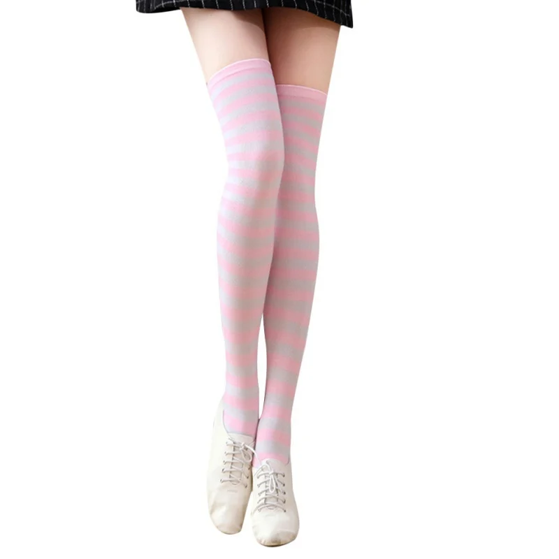 Чулки EFINNY женские гетры-чулки выше колена на Носки японский цвет полосатая форма повседневная обувь для похудения ног длинные носки до бедер - Цвет: J
