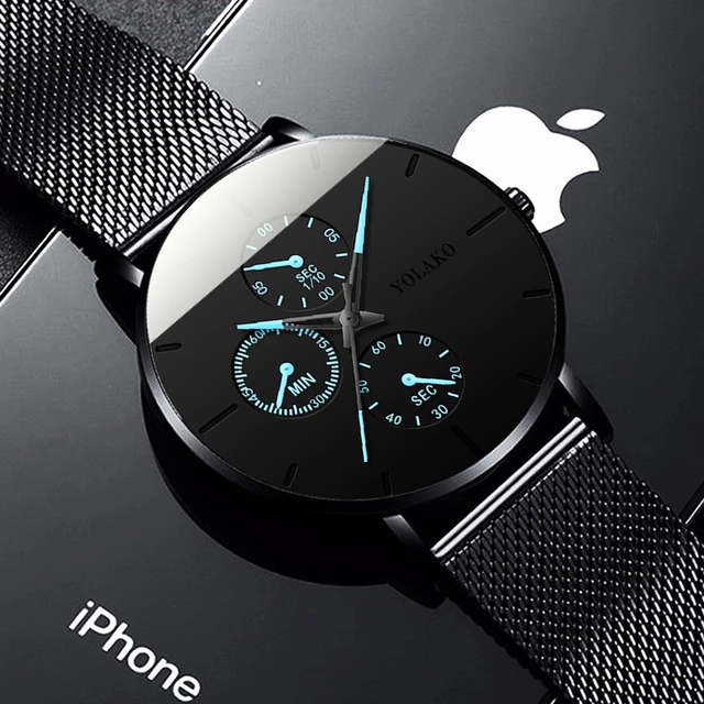 Men Business Casual Quartz Watch Black  Watches Stainless Black Men - 2023  Mens - Aliexpress