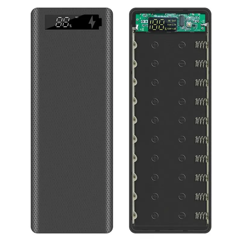 Чехол для внешнего аккумулятора 5 в с двойным USB10x18650 цифровым дисплеем мобильный