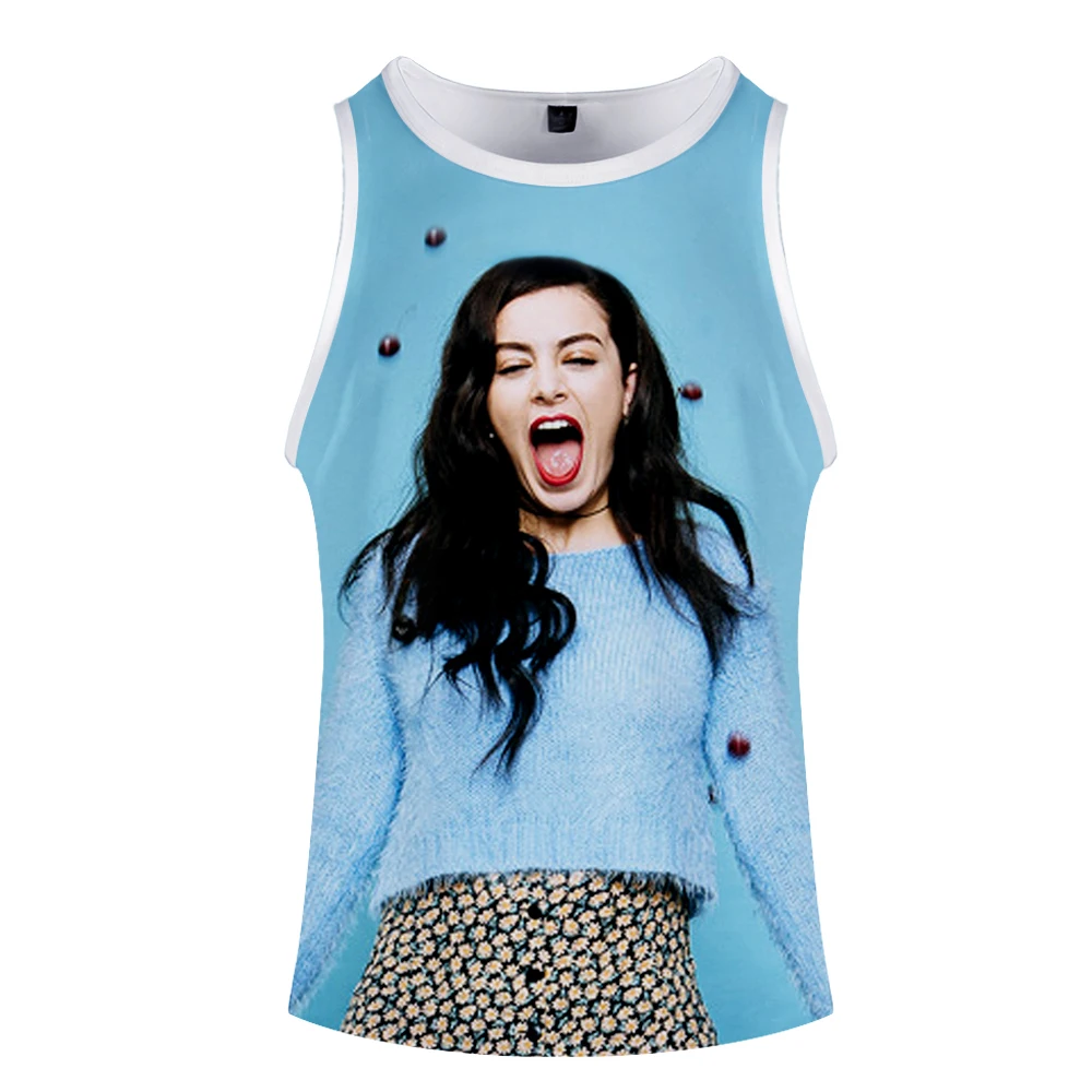 Charli XCX пуловер Графический большой размер свободные модные Harajuku женские топы на бретелях 3D принт хип хоп без рукавов Повседневная пара футболка