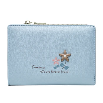 

Wallet Pu Leather Zipper Coin Purses Girl Women's Credit Card Holders Fashion Flower Lady Short Bifold Wallets Women