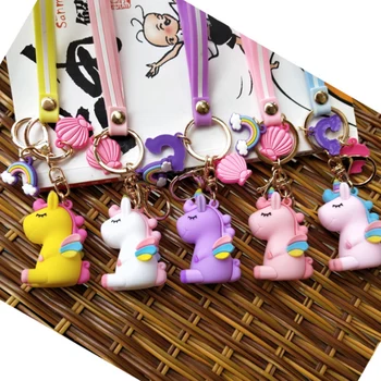 

2020 New PVC Animal Unicorn Fur Keychain for Men Women Bag Ornament Phone Key Chain Porte Clef keyring Bag Decoration