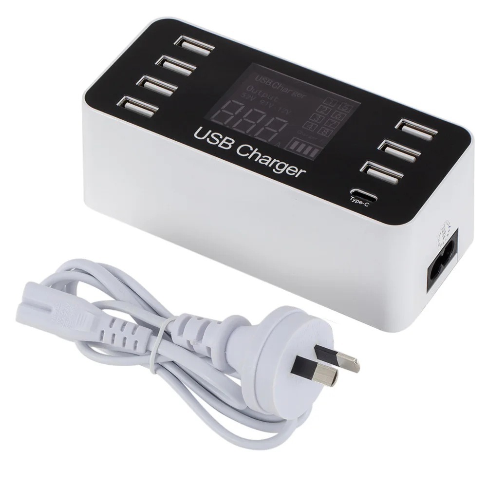 8 портов настенный usb-хаб зарядное устройство адаптер 8A несколько USB зарядное устройство для мобильного телефона светодиодный настольный usb зарядная станция база EU US UK Plug - Тип штекера: AU Plug
