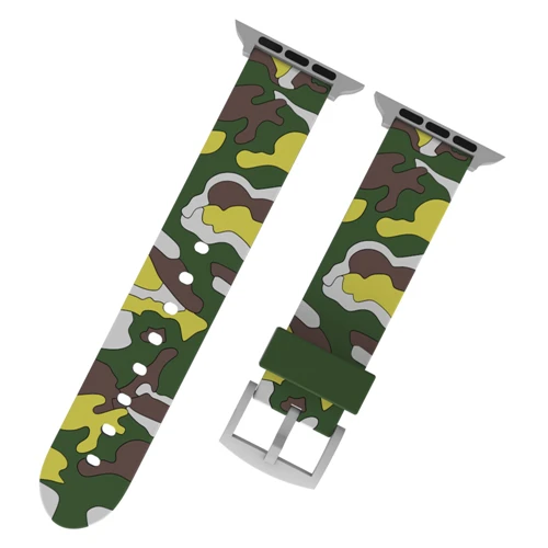 green yellow Силиконовый ремешок для Apple watch 5, 4, 44 мм, 40 мм, Iwatch 3, 2, 42 мм, 38 мм, камуфляжный браслет, аксессуары для часов - Цвет ремешка: green yellow